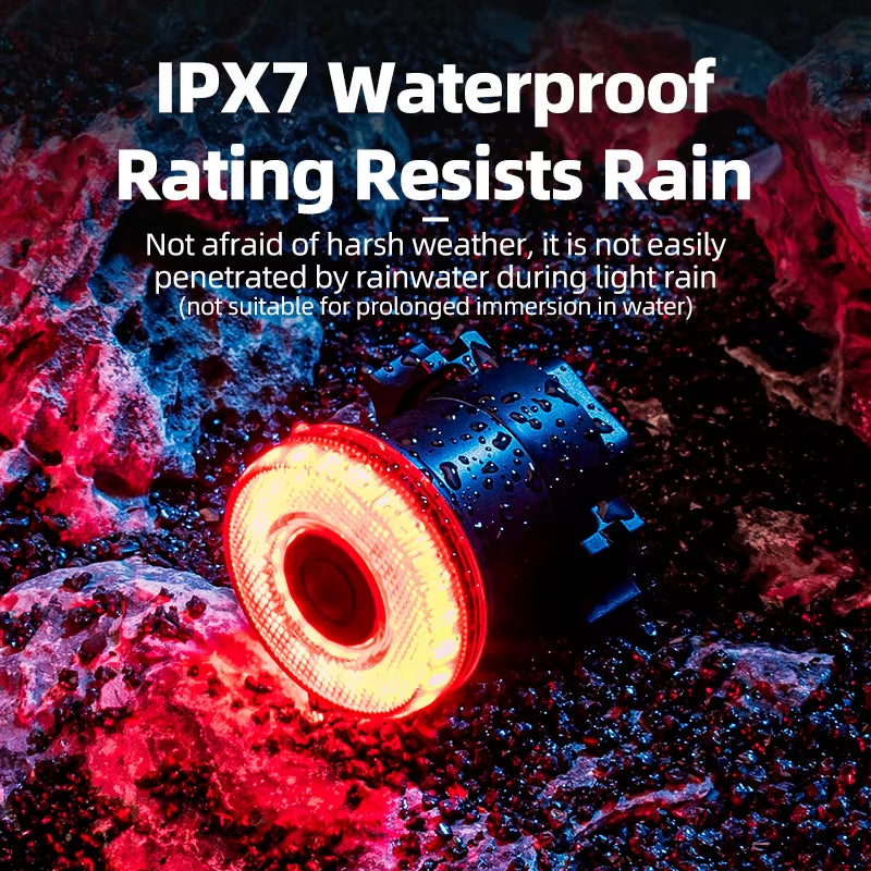 Smart Bike Tail Light Bicycle Rear Lights IPX6 Waterproof Bike Lights for Night Riding with Type C Rechargeable