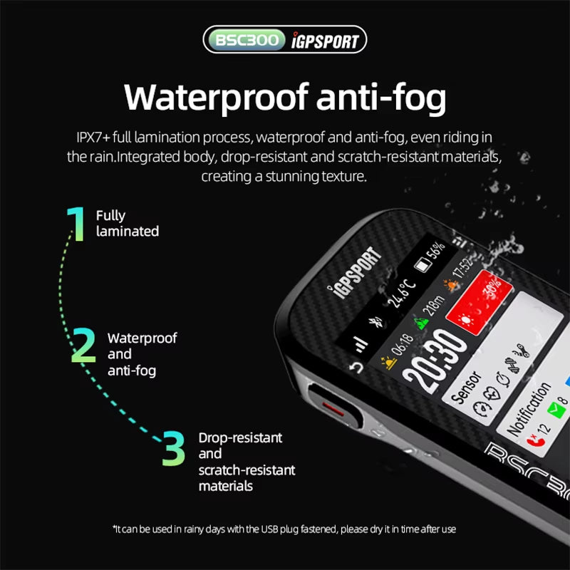 BSC300 BSC 300 Computer ANT+ Wireless Bike Speedometer Bluetooth GPS Route Navigation Notification Odometer
