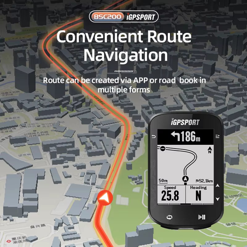 BSC200 GPS Cycle Bike Computer Wireless Speedometer Bicycle Digital ANT+ Route Navigation Stopwatch Cycling Odometer