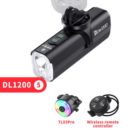 Bicycle Lights 1200LM/1800LM Focus/Flood Beam Dual Light Source LED Smart Bike Front Lights IPX6 Mtb Cycling Headlights