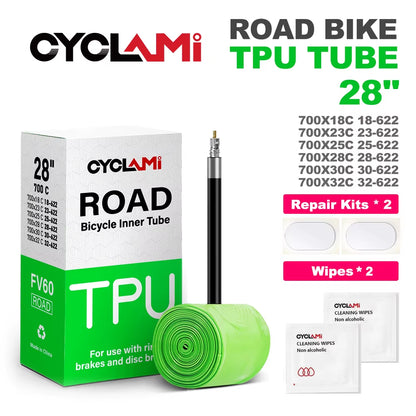 Ultralight Bike Inner Tube 700C Road Bicycle TPU Inner Tube 700C X 18 23 25 28 30 32 French Valve Bike Inner Tubes CYCLAMI