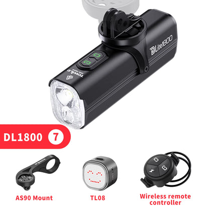 Bicycle Lights 1200LM/1800LM Focus/Flood Beam Dual Light Source LED Smart Bike Front Lights IPX6 Mtb Cycling Headlights