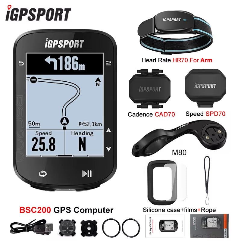 BSC200 GPS Cycle Bike Computer Wireless Speedometer Bicycle Digital ANT+ Route Navigation Stopwatch Cycling Odometer