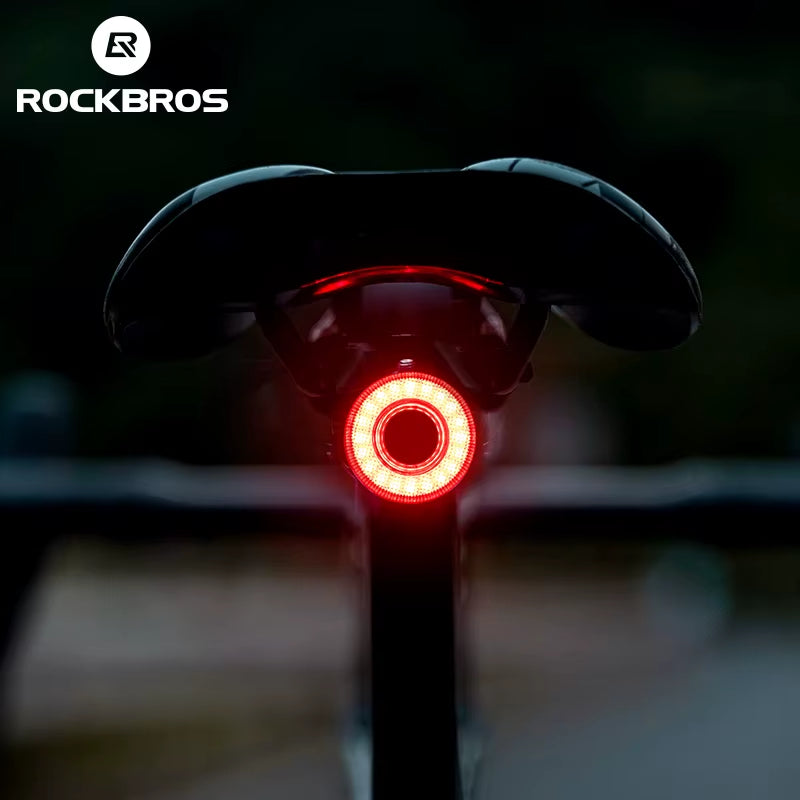Smart Bike Tail Light Bicycle Rear Lights IPX6 Waterproof Bike Lights for Night Riding with Type C Rechargeable