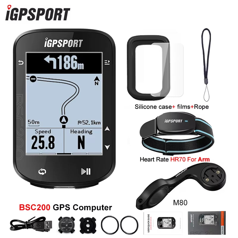 BSC200 GPS Cycle Bike Computer Wireless Speedometer Bicycle Digital ANT+ Route Navigation Stopwatch Cycling Odometer