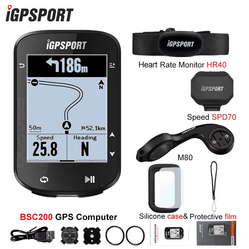 BSC200 GPS Cycle Bike Computer Wireless Speedometer Bicycle Digital ANT+ Route Navigation Stopwatch Cycling Odometer
