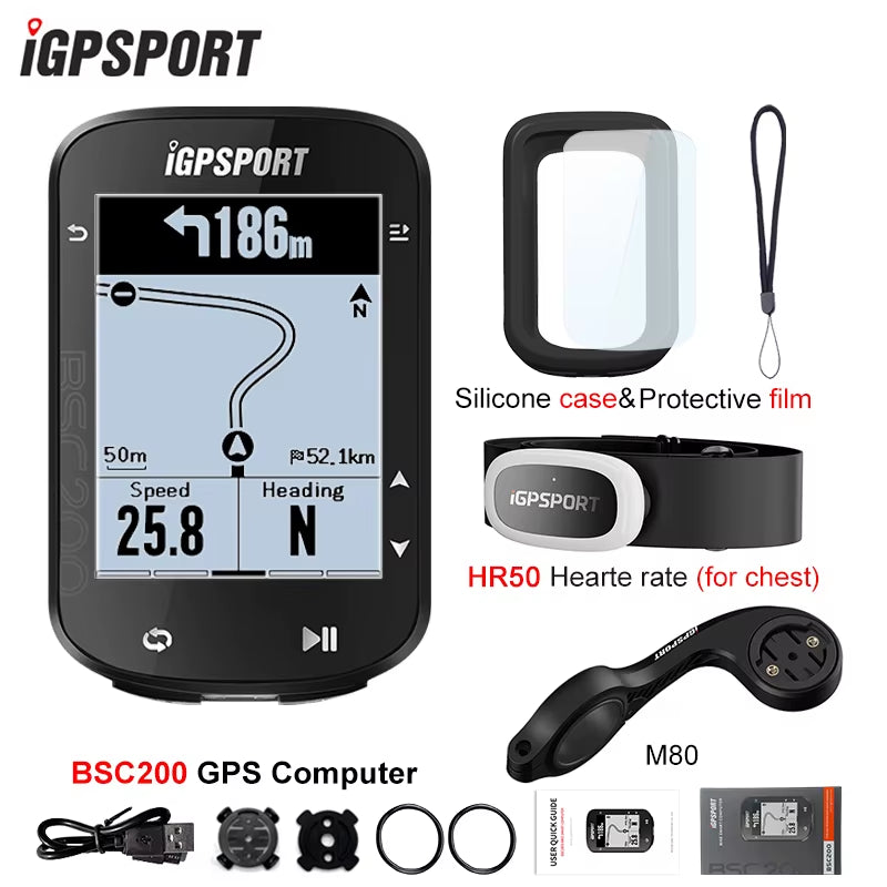 BSC200 GPS Cycle Bike Computer Wireless Speedometer Bicycle Digital ANT+ Route Navigation Stopwatch Cycling Odometer