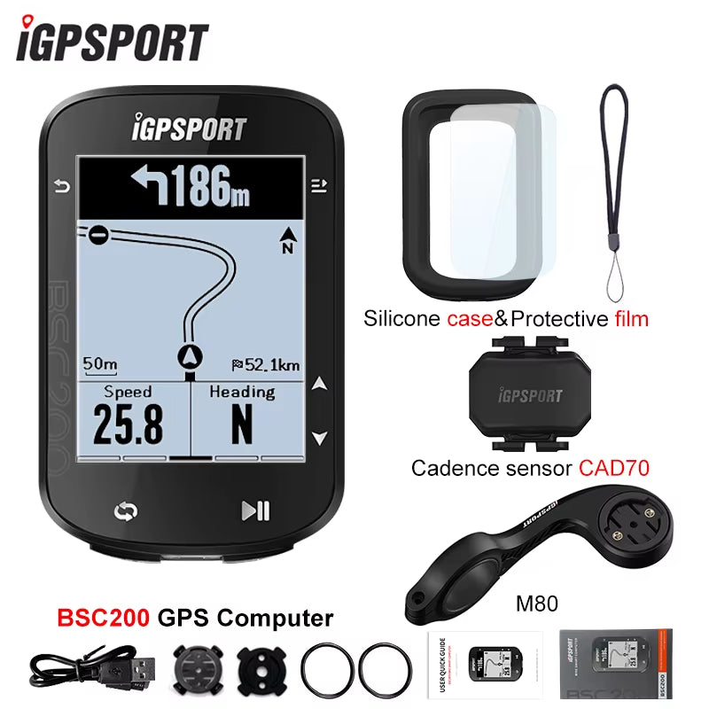 BSC200 GPS Cycle Bike Computer Wireless Speedometer Bicycle Digital ANT+ Route Navigation Stopwatch Cycling Odometer