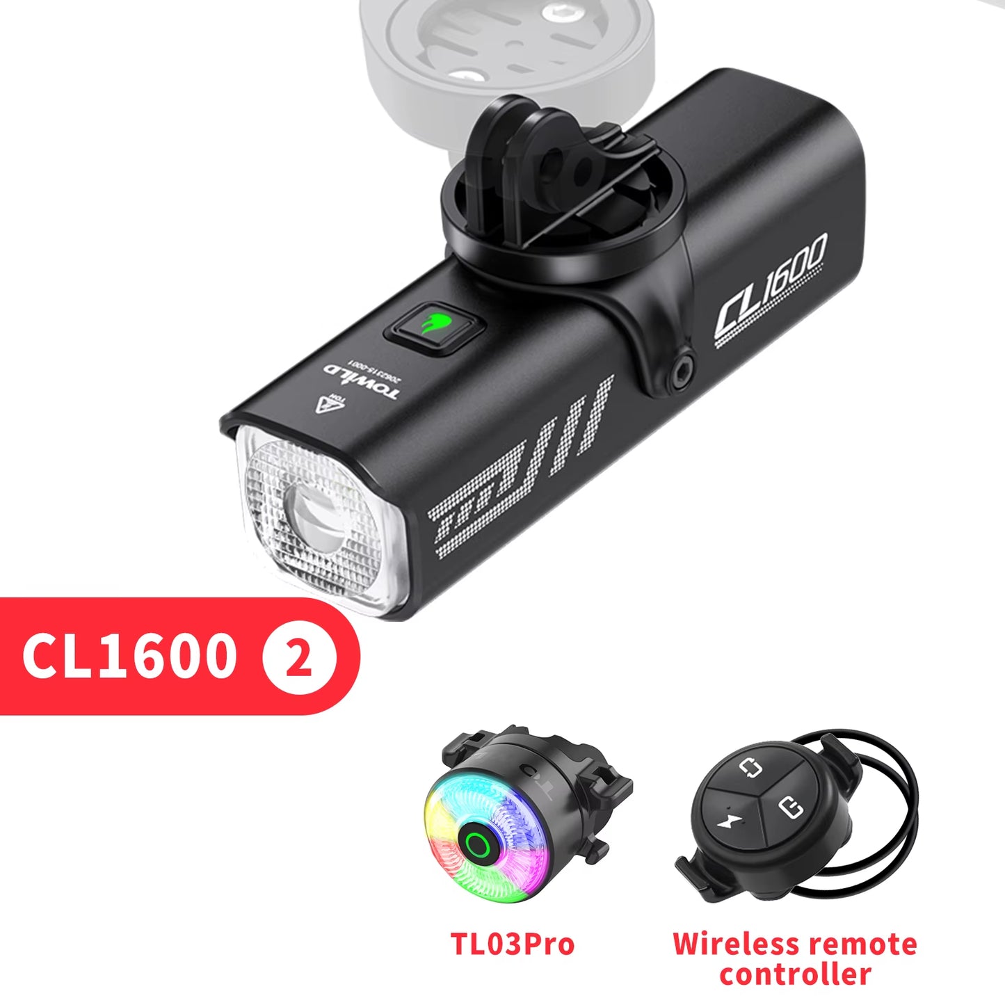 CL1600LM Bicycle Light 5000Mah Bike Light IPX6 Flashlight Aluminum Front Lamp Type-C Charging MTB Road Cycling Headlights