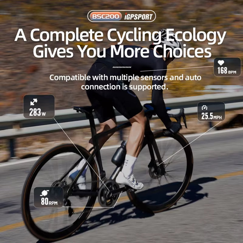 BSC200 GPS Cycle Bike Computer Wireless Speedometer Bicycle Digital ANT+ Route Navigation Stopwatch Cycling Odometer