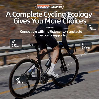BSC200 GPS Cycle Bike Computer Wireless Speedometer Bicycle Digital ANT+ Route Navigation Stopwatch Cycling Odometer