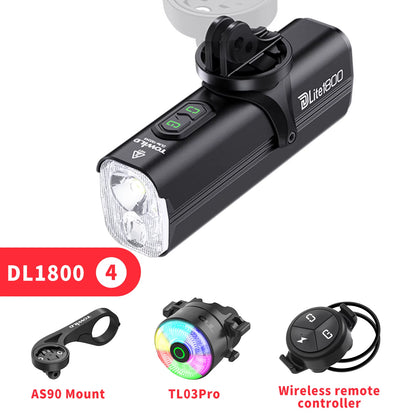 Bicycle Lights 1200LM/1800LM Focus/Flood Beam Dual Light Source LED Smart Bike Front Lights IPX6 Mtb Cycling Headlights