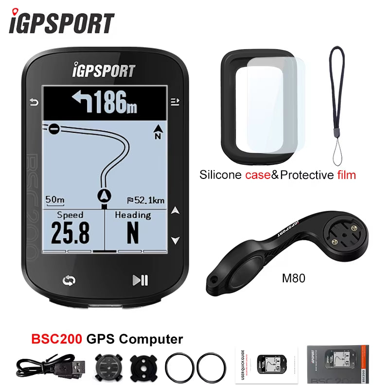 BSC200 GPS Cycle Bike Computer Wireless Speedometer Bicycle Digital ANT+ Route Navigation Stopwatch Cycling Odometer