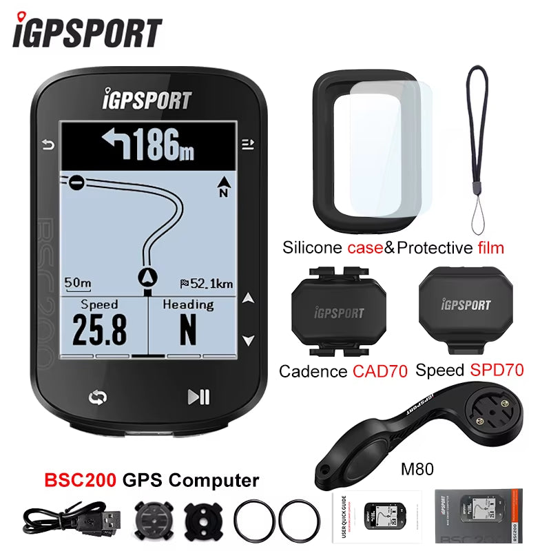 BSC200 GPS Cycle Bike Computer Wireless Speedometer Bicycle Digital ANT+ Route Navigation Stopwatch Cycling Odometer