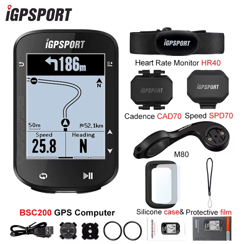 BSC200 GPS Cycle Bike Computer Wireless Speedometer Bicycle Digital ANT+ Route Navigation Stopwatch Cycling Odometer