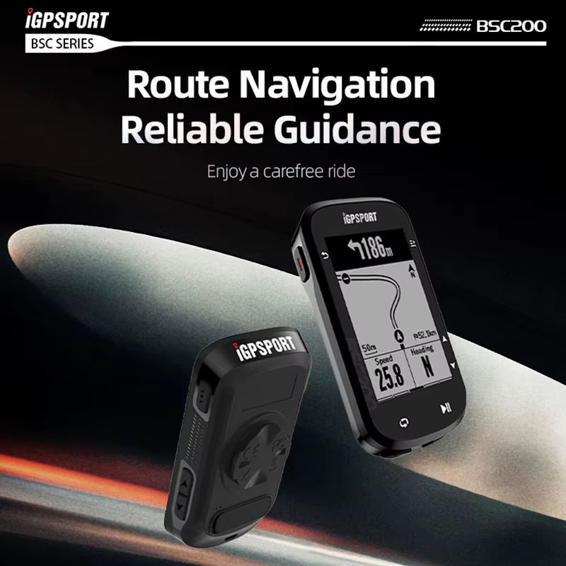 BSC200 GPS Cycle Bike Computer Wireless Speedometer Bicycle Digital ANT+ Route Navigation Stopwatch Cycling Odometer