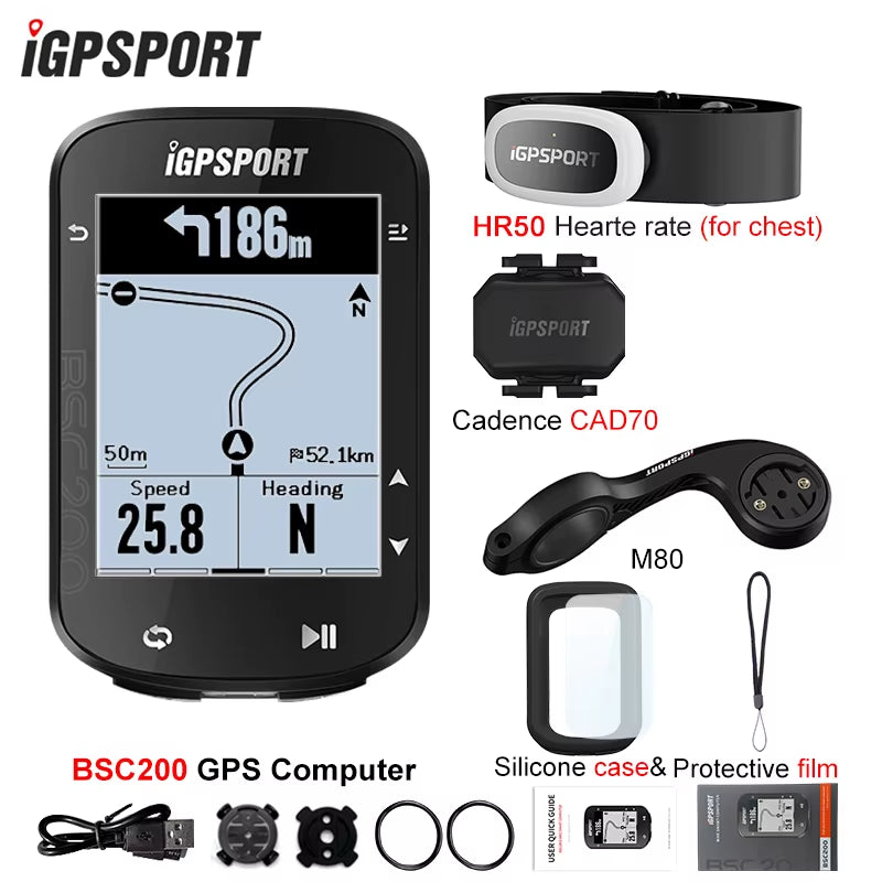 BSC200 GPS Cycle Bike Computer Wireless Speedometer Bicycle Digital ANT+ Route Navigation Stopwatch Cycling Odometer