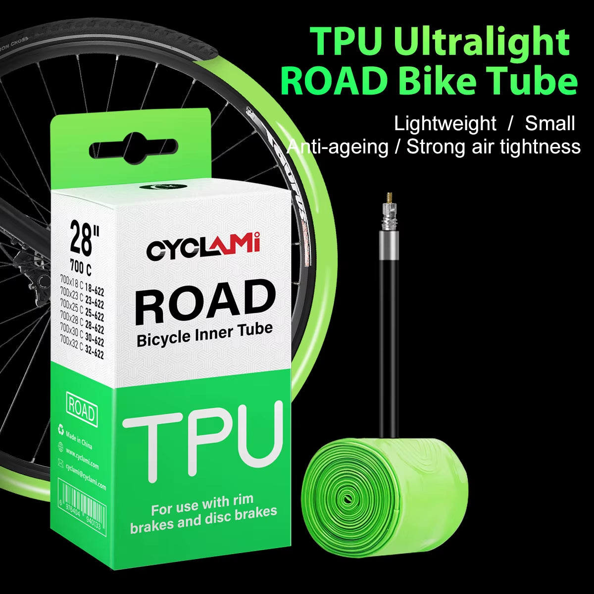 Ultralight Bike Inner Tube 700C Road Bicycle TPU Inner Tube 700C X 18 23 25 28 30 32 French Valve Bike Inner Tubes CYCLAMI