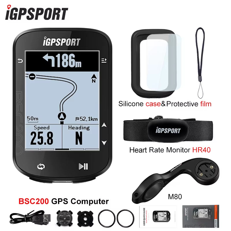 BSC200 GPS Cycle Bike Computer Wireless Speedometer Bicycle Digital ANT+ Route Navigation Stopwatch Cycling Odometer