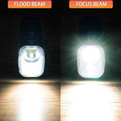 Bicycle Lights 1200LM/1800LM Focus/Flood Beam Dual Light Source LED Smart Bike Front Lights IPX6 Mtb Cycling Headlights