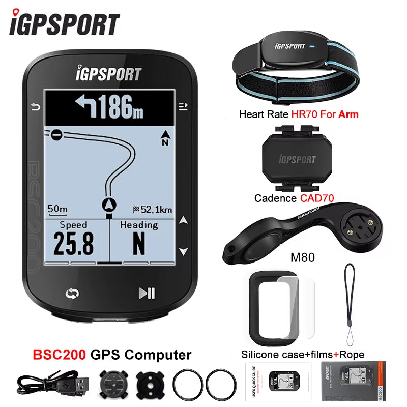 BSC200 GPS Cycle Bike Computer Wireless Speedometer Bicycle Digital ANT+ Route Navigation Stopwatch Cycling Odometer