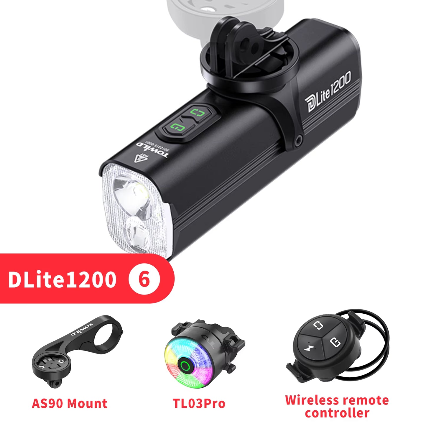 Bicycle Lights 1200LM/1800LM Focus/Flood Beam Dual Light Source LED Smart Bike Front Lights IPX6 Mtb Cycling Headlights