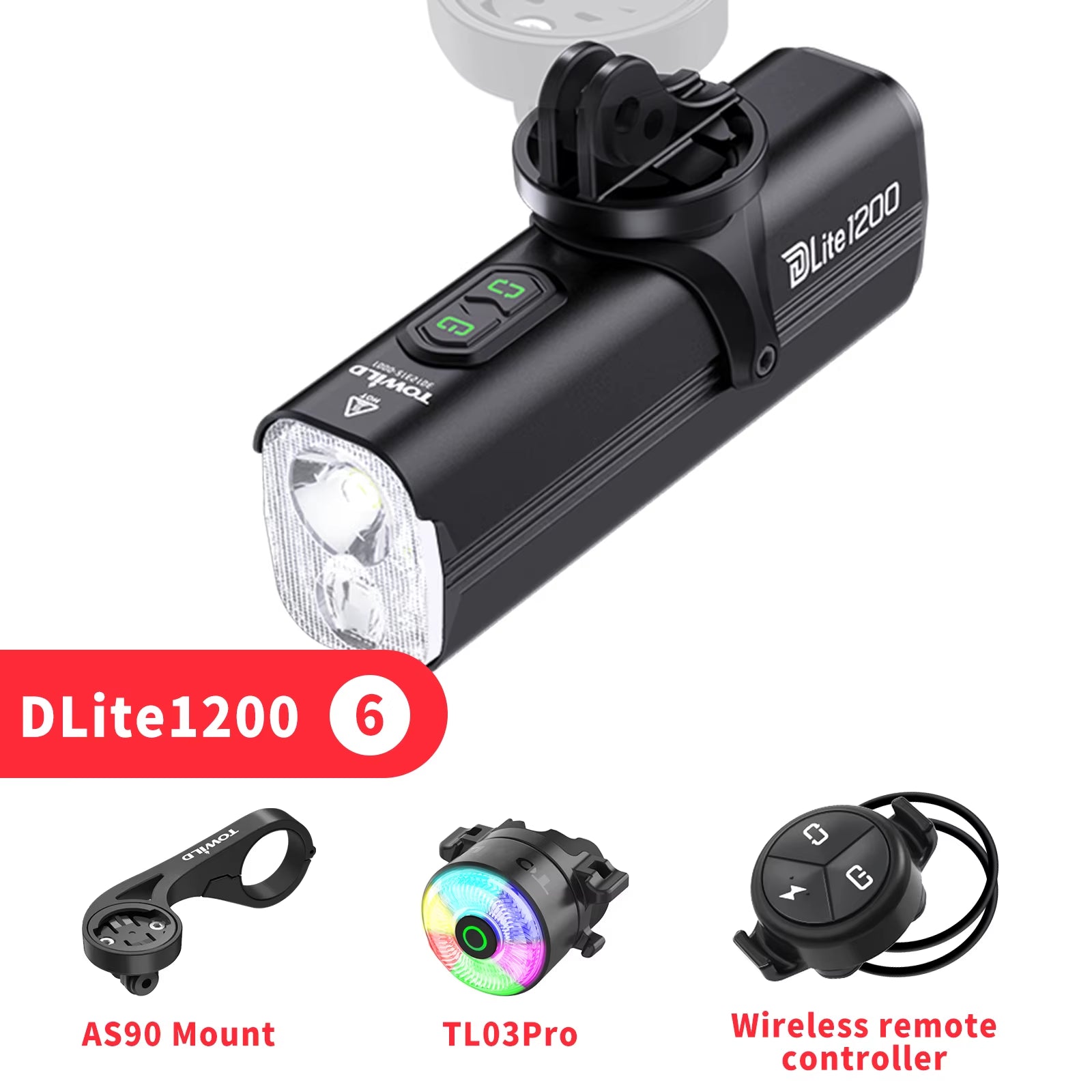 Bicycle Lights 1200LM/1800LM Focus/Flood Beam Dual Light Source LED Smart Bike Front Lights IPX6 Mtb Cycling Headlights