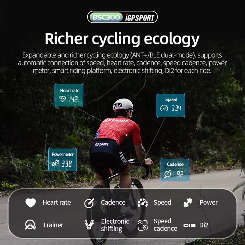 BSC300 BSC 300 Computer ANT+ Wireless Bike Speedometer Bluetooth GPS Route Navigation Notification Odometer